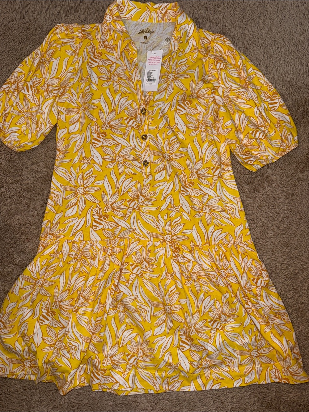 Lilly Pulitzer Yellow, White Floral Dress